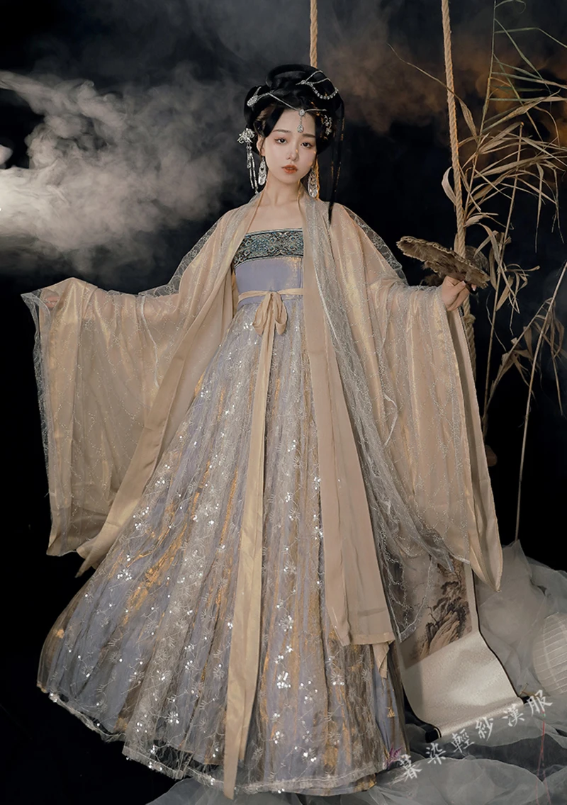 Женское традиционное китайское платье Hanfu женское летнее фиолетовое