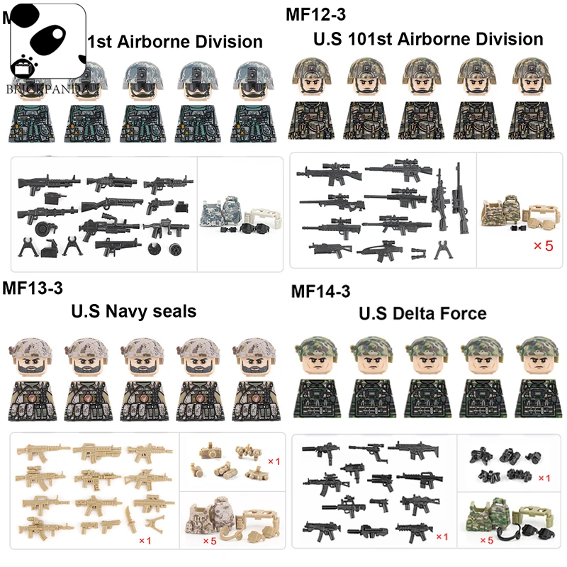 

US Special Forces Figure Building Blocks City Police SWAT Camo Vest Backpack Bricks Military Weapon Accessories BrickChild Toys