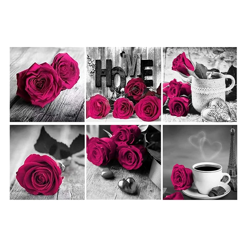 

Набор для алмазной живописи «сделай сам» из 6 предметов, картина из искусственных роз для взрослых, украшение для стен