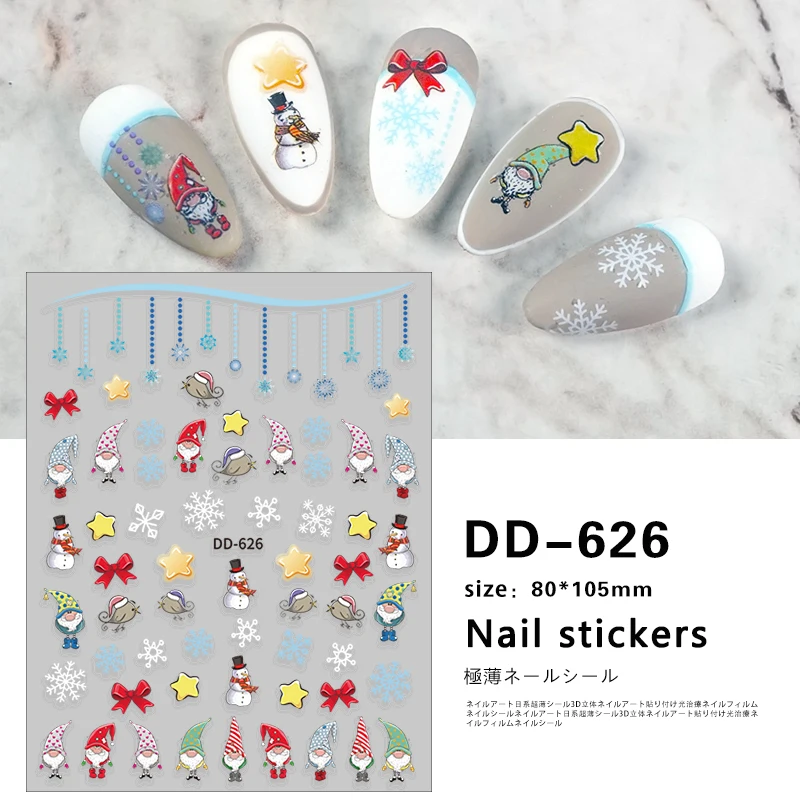 

Christmas 3D Nail Sticker Santa Claus Elk Tree Deer Cute Cartoon Transfer Sliders Snowflakes New Year Decals Nail Art Decoration