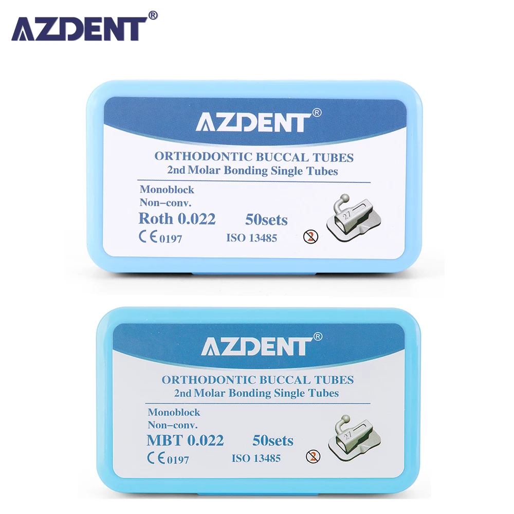

50 комплектов = 200 шт/коробка AZDENT 2st молярный Bondable моноблок неконвертируемый один Roth/MBT 0,022 Buccal трубка стоматология