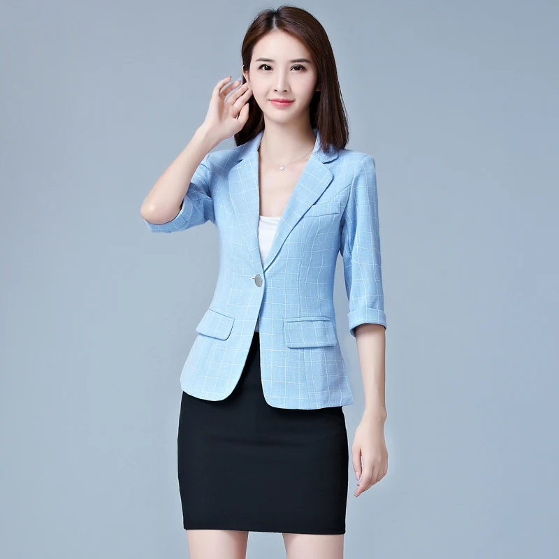 

Big Size Half Sleeve Coat Feminino Lady Suit Jacket Female Spring Long Sleeve Business Career Blazer Women Blaser Mujer