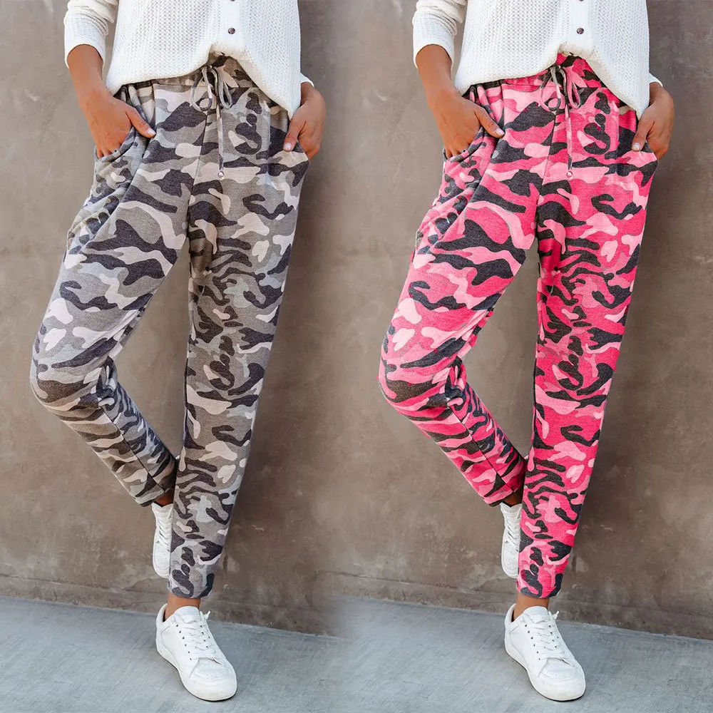 

Spring and Autumn Women's Camouflage Print Elastic Waist Casual All-match Harem Pants Lady Trousers