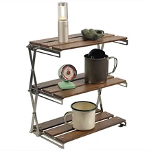 알루미늄 3 단 쉘 캠핑 접이식 보관 랙, 3 단 데스크탑 정리, 미니 테이블 사다리 선반, 캠핑 용품, 참신함