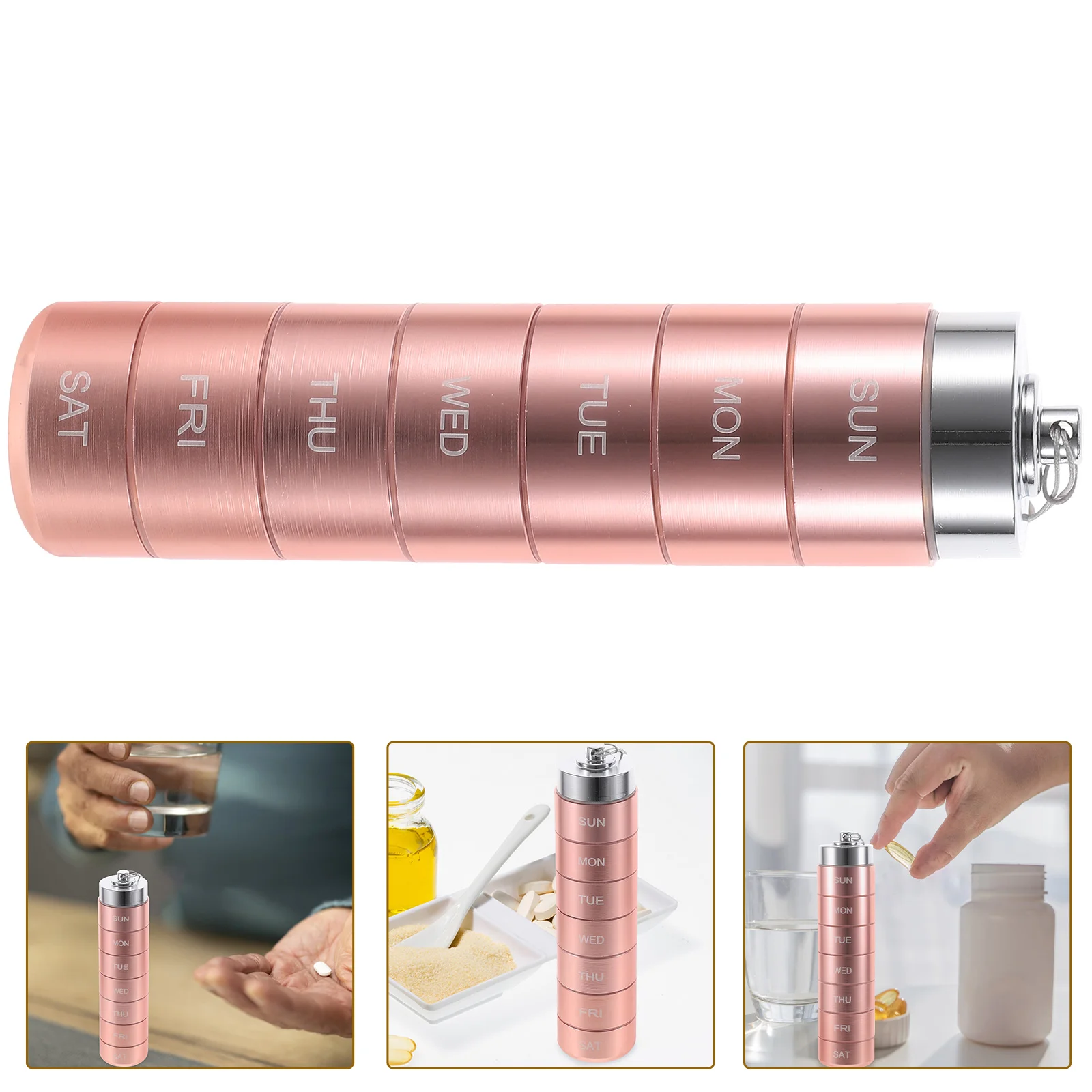 

Sealing Medicine Organizer Aluminum Alloy Case Weekly Box Convenient Medicine Case
