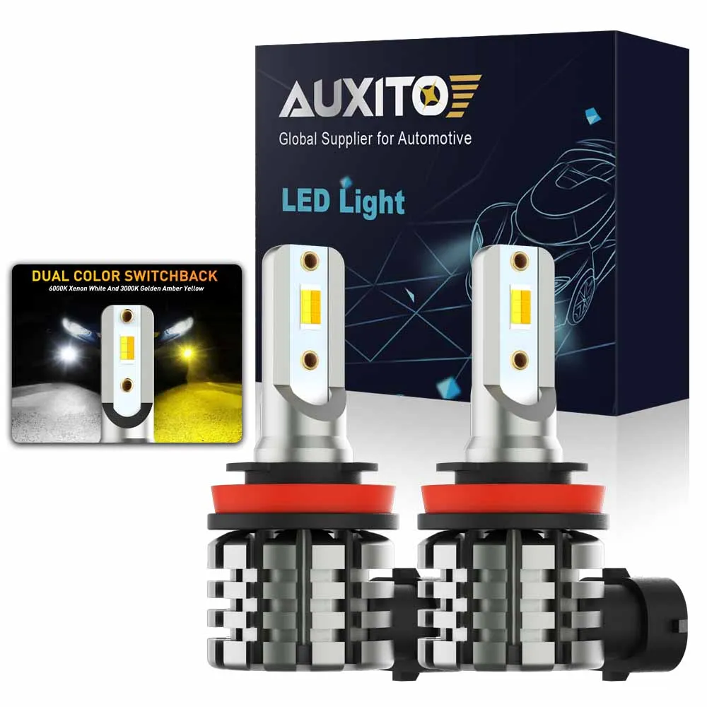 

2PCS H11 H8 LED Fog Light Canbus Amber White 2000LM Dual Color Switchback Car CSP DRL 3000K 6000K Auto H9 H16JP LED Lamp Bulbs