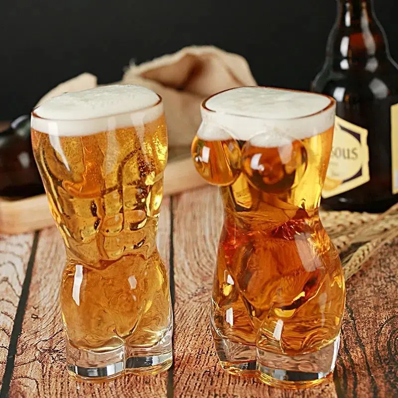 Tok Tok Beer Glass Glass Creative Large Beer Glass Commercial Personality Human Cup Super Large Draft Beer Cup Bar
