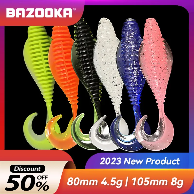 

Bazooka 6Pcs Fishing Soft Lure Silicone Curly Bait Worm Wobblers Jig Shad Jigging Carp Trout Pike Bass Swimbait Pesca Tackle