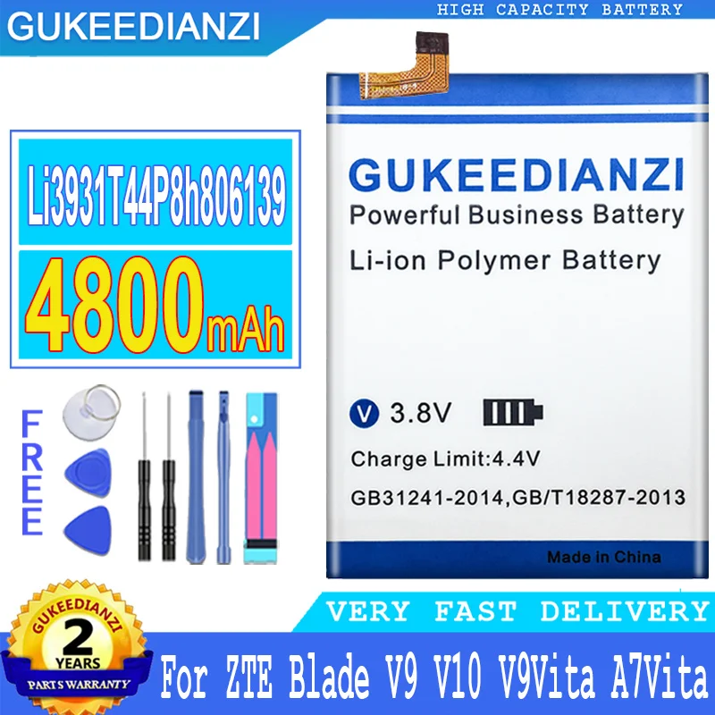 

Bateria 4800mAh High Capacity Battery Li3931T44P8h806139 For ZTE Blade V9 V10 /V9Vita V10Vita /A7 Vita /A4 / A5 2020 High Qualit