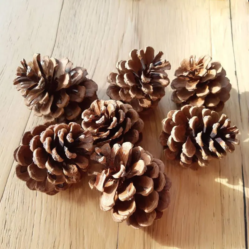 6Pcs Artificial Faux Plant Fake Pine Cone Christmas Tree Decoration Garland Pendant Vase Filler For Xmas Home Decor Accessories