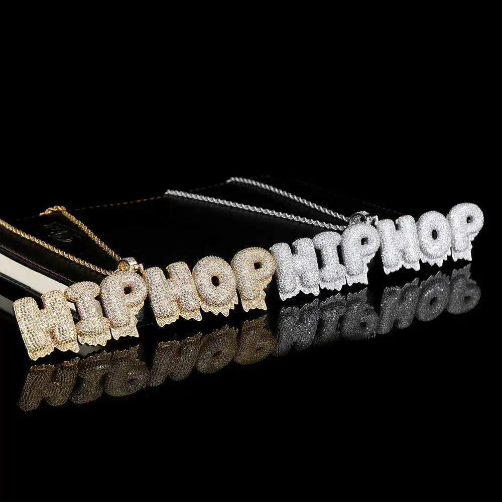 2022 Hip Hop Rapper Rock Fashion Jewelry Diamond Iced Out Custom Name Letter Pendant Necklace For Women