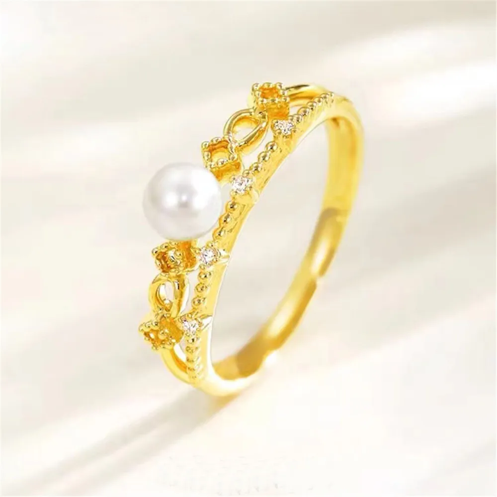 

Wholesale Silver Beaded Ring Setting Blank Jewelry Parts Adjustable Size DIY Making Accessories No Pearl