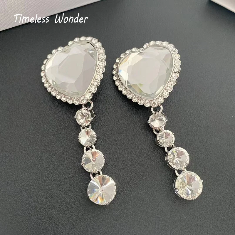 

Timeless Wonder Gorgeous Zirconia Heart Clip on Earrings for Women Designer Jewelry Runway Luxury Brand Slay Bride Gift 3323