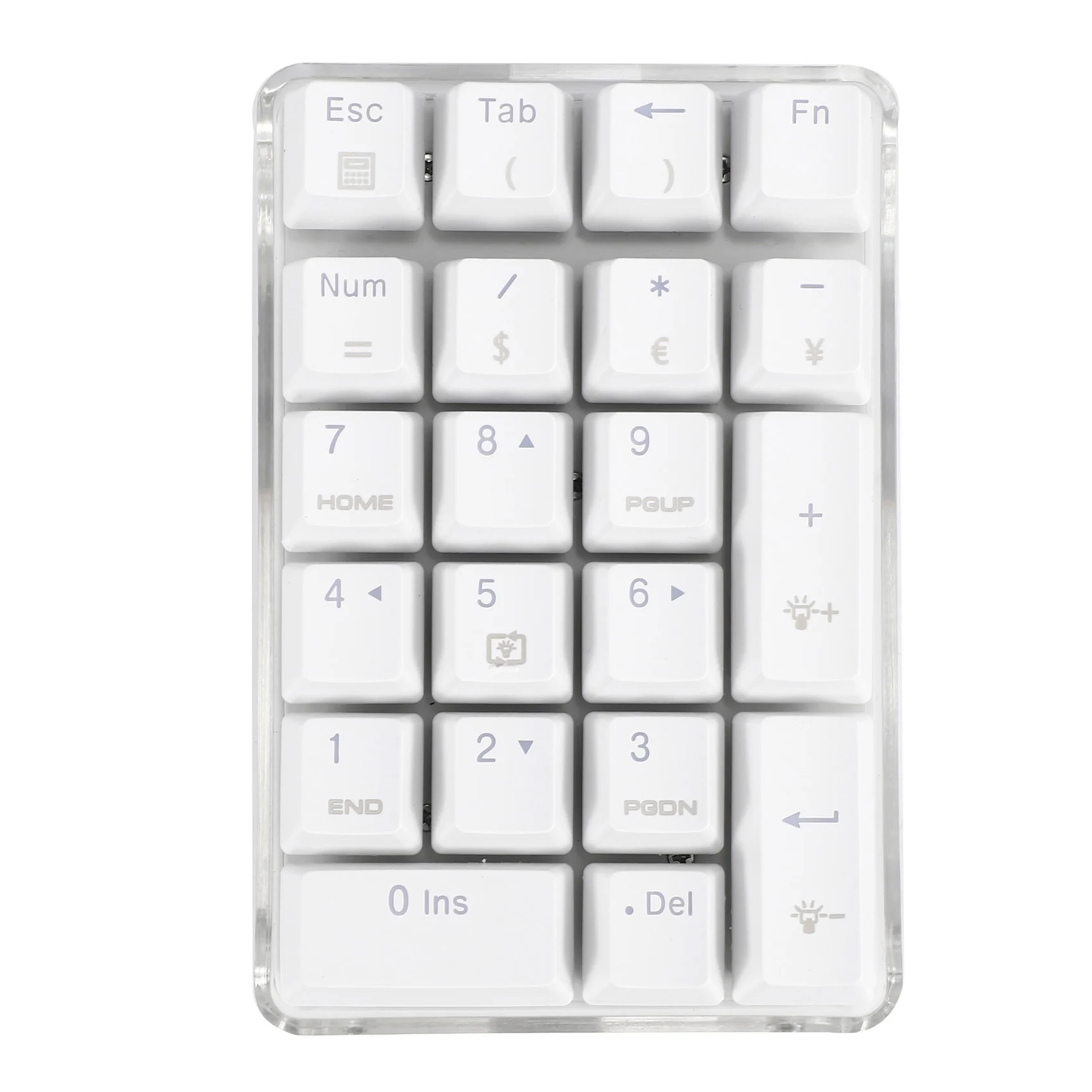 

Mechanical Numeric Keypad Brown Switch Wired Gaming Keypad Crystal Case White Backlit 21 Keys Mini Numpad Keypad