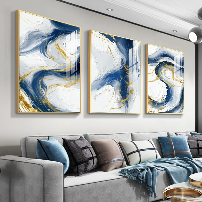 

Роскошный постер золотого и синего цвета, абстрактные линии, холщовые принты, Современная Настенная живопись, настенные картины в скандинавском стиле для гостиной, домашний декор