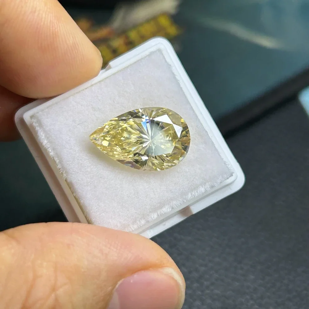 Meisidian камень Муассанит 1-10 карат измельченная груша яркий желтый бриллиант