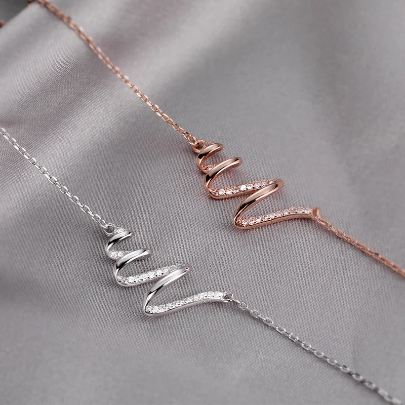 Deechy стерлингового серебра 925 пробы роскошная волнистая спираль циркон кубинская