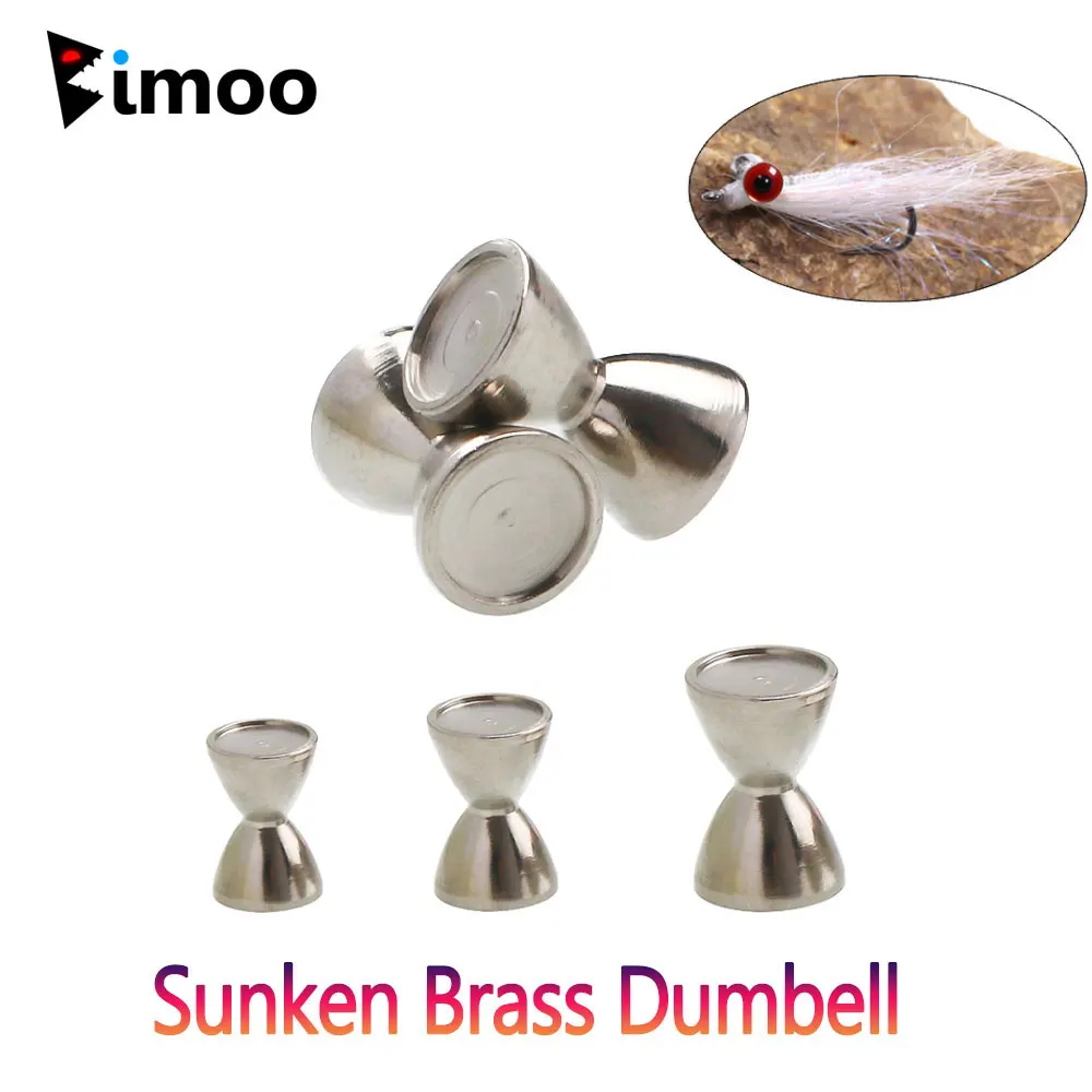 

Bimoo 20PCS Weighted Sunken Brass Dumbbell Beads Barbell Eyes Fly Tying Material For Crazy Charlie Saltwater Fishing Lures Bait