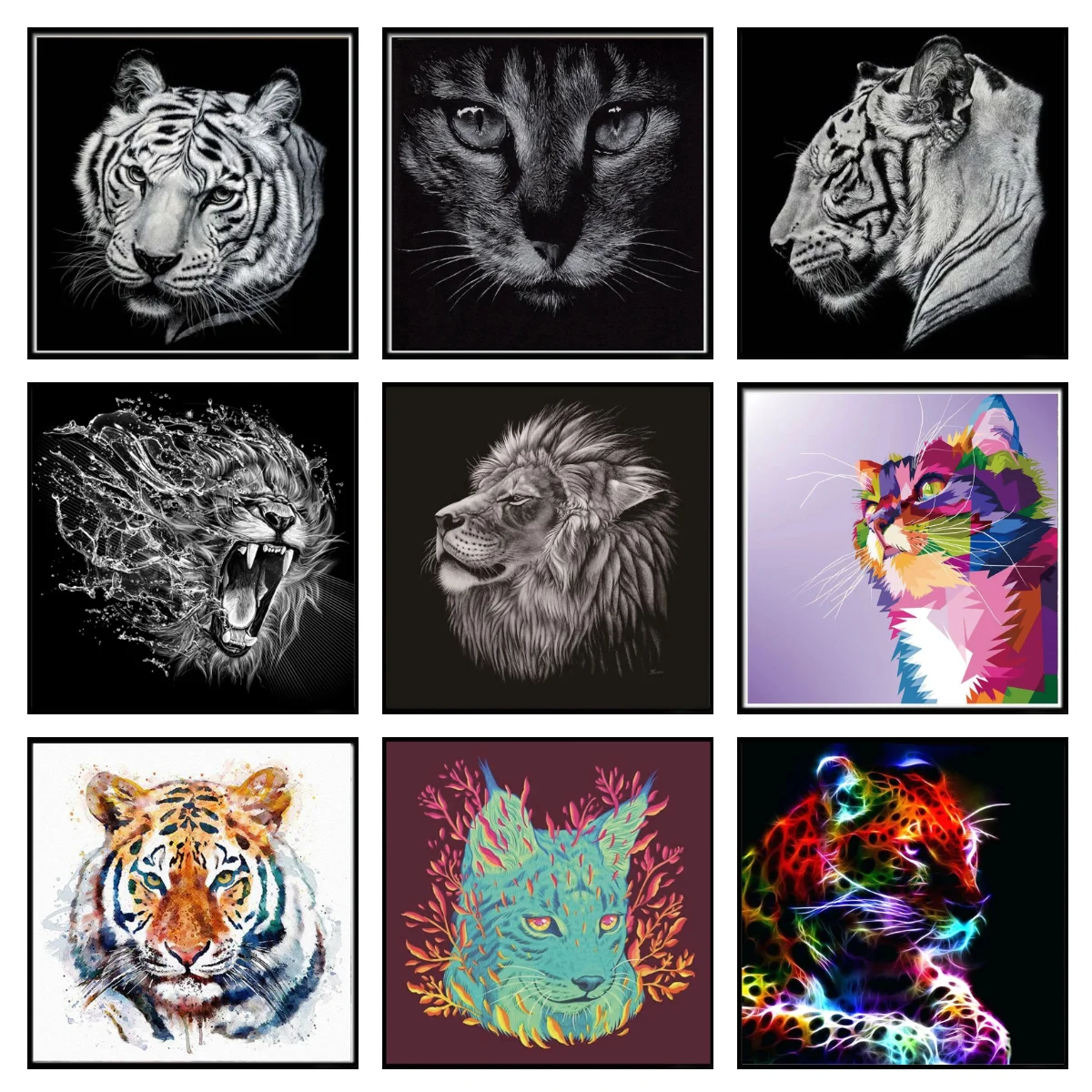 

5D Diamond Painting DIY Gray Animal Handmade Round Diamond Embroidered Mosaic Pattern Home Living Room Decoration Gift