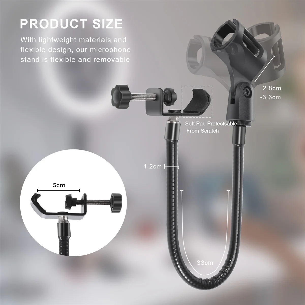 Подставка для микрофона гибкий настольный зажим на гибкой стойке рука