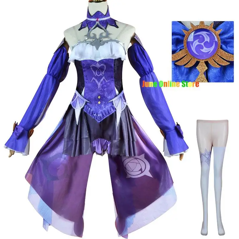 

Genshin Impact Full Set Fischl Cosplay Costume New Skin Ein Immernachtstraum Maid Costume Shoes Wig Anime Halloween Outfit