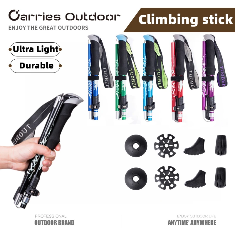 

5-Section Ultralight Outdoor Fold Trekking Poles Hiking Portable Climbing Stick For Nordic Elderly Telescopic Walking Stick