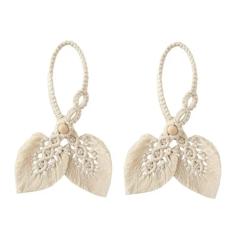 Макраме в стиле бохо, декоративные подвески, кисточки, ручная работа, лист, хлопчатобумажная нить, настенный подвесной гобелен, Аксессуары для штор