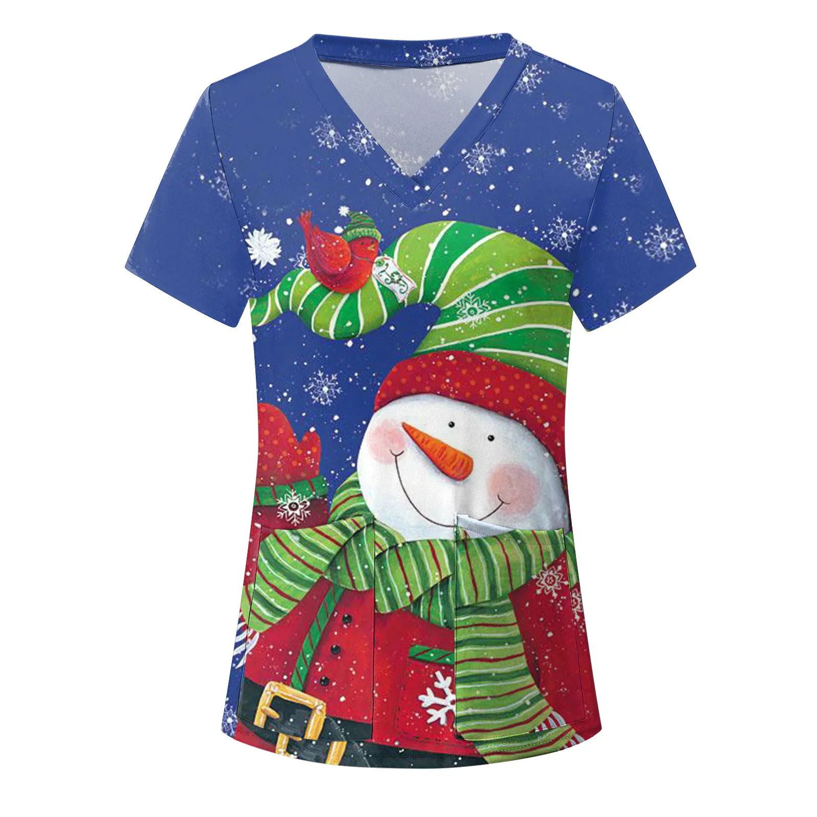 

Женская блузка с коротким рукавом, V-образным вырезом и мультяшным принтом