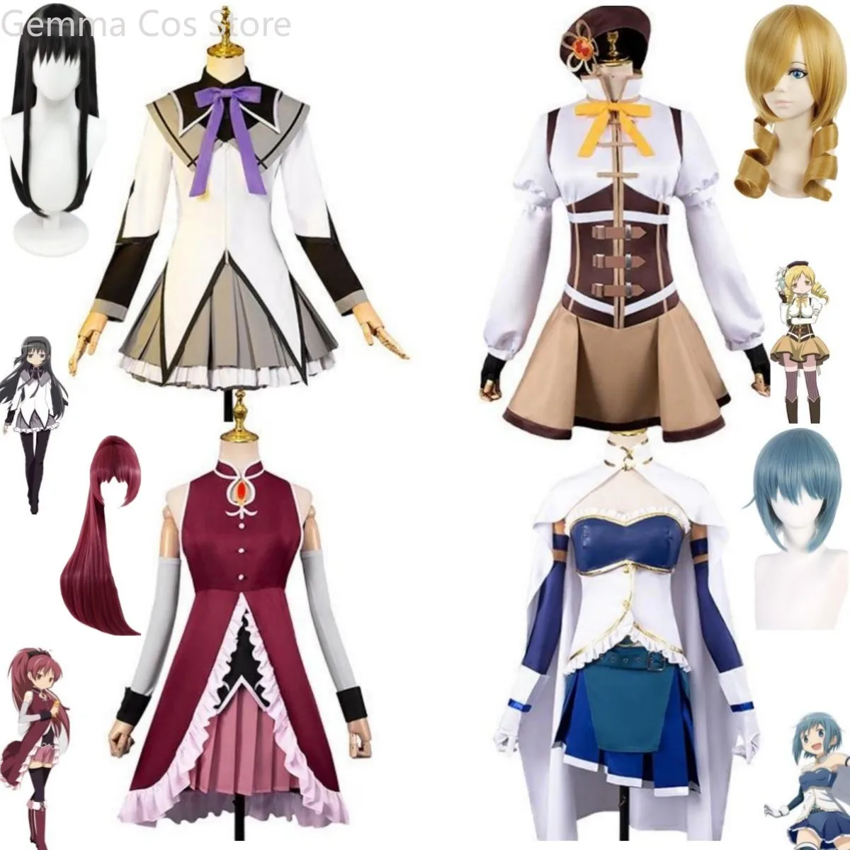 Костюм для косплея из аниме Puella Magi Madoka Magica Sakura Kyouko Miki Sayaka Tomoe Mami Akemi Homura парик юбка