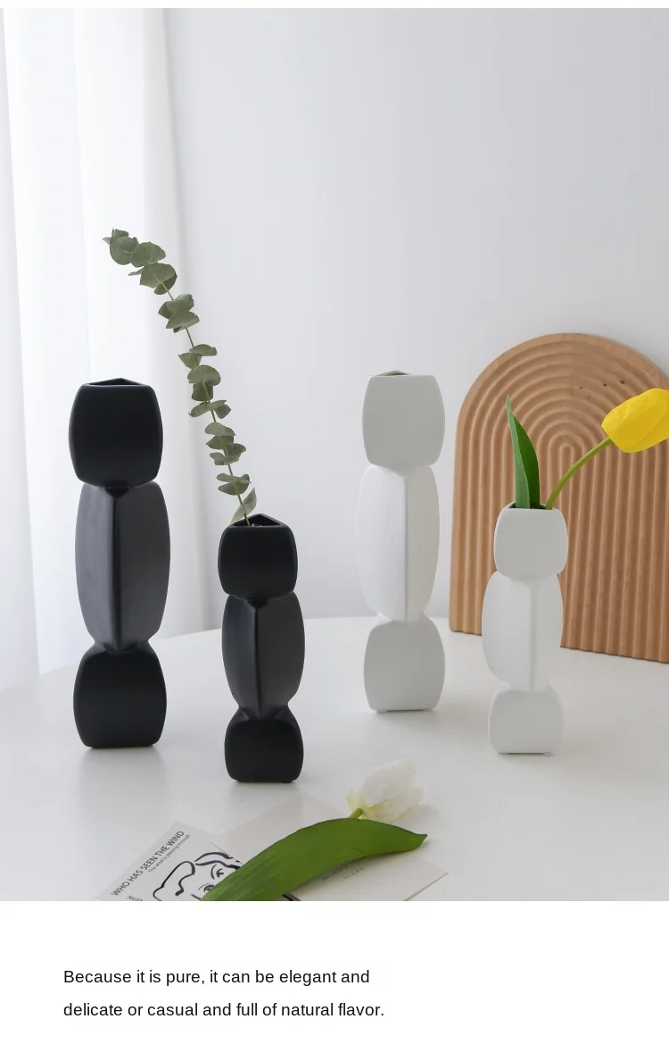 Classic Black/White Porcelain Vase Ceramic Home Office Desktop Decoration Crafts Style DIY Gift Household |