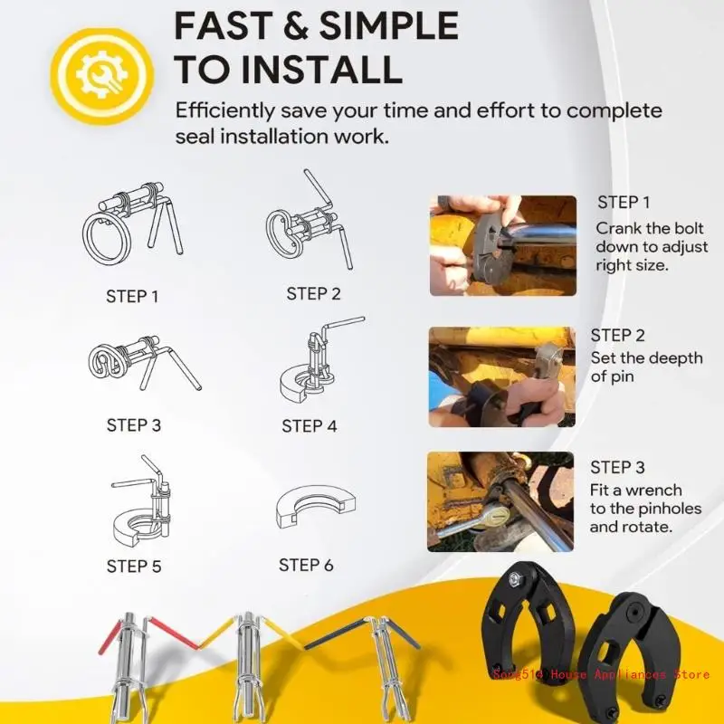 Комплект из 3 предметов для установки уплотнений. ремонтных уплотнений поршня.