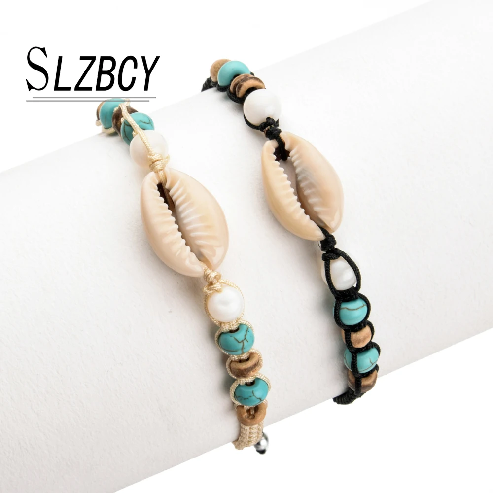 

2pc/set Charms Bohemian Shell Couple Bracelet for Women Men Handmade Adjustable Braided Rope Chain Bracelets & Bangles Jewelry