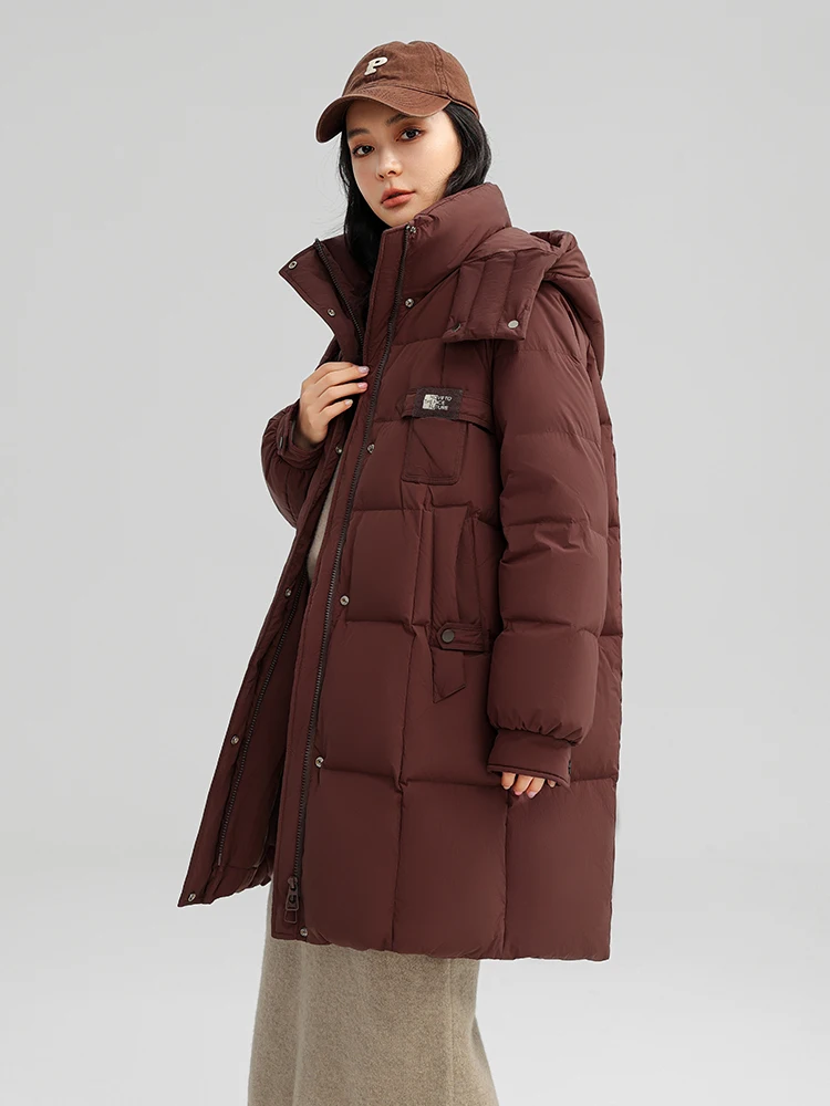 Женская куртка на утином пуху новинка 2024 белый утиный пух средней длины