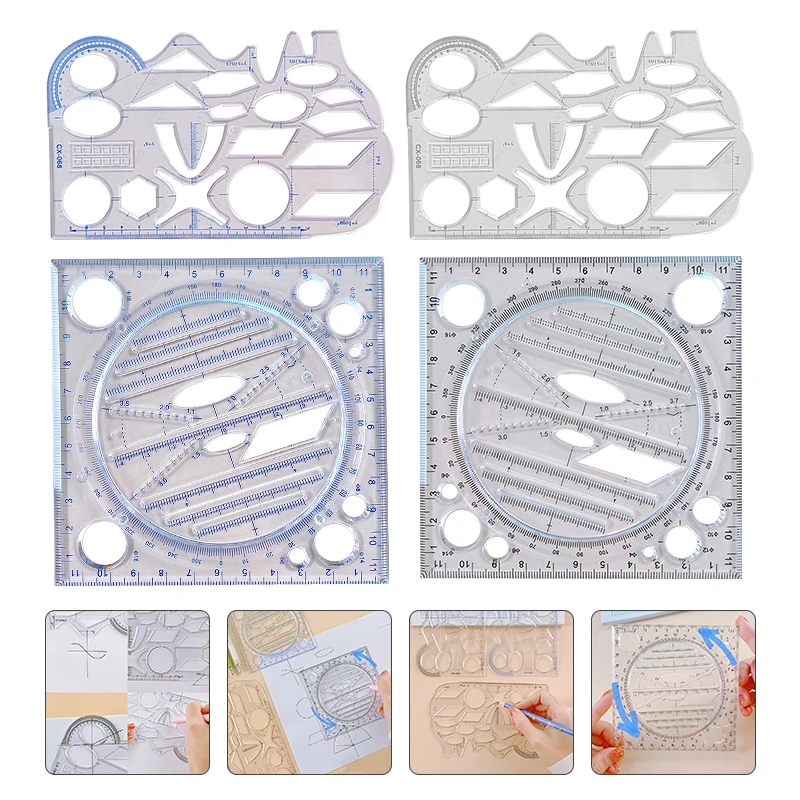 

Multifunction Rotatable Drawing Circle Template Art Design Construction Architect Stereo Geometry Drafting Measuring Scale Ruler