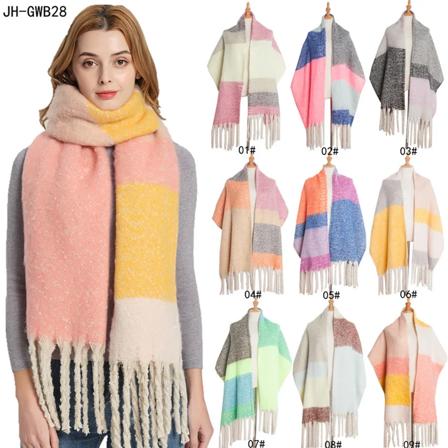

Fashion New Thick And Warm Mohair Scarf Female Shawl Imitation Cashmere Autumn And Winter Thick Beard Scarf For Women