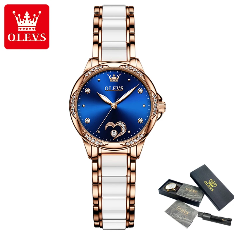 OLEVS Luxury Women  Watch Automatic Mechanical Wrist Watch for Women Ladies Elegant Ceramic Strap Watch Clock relogio feminino enlarge