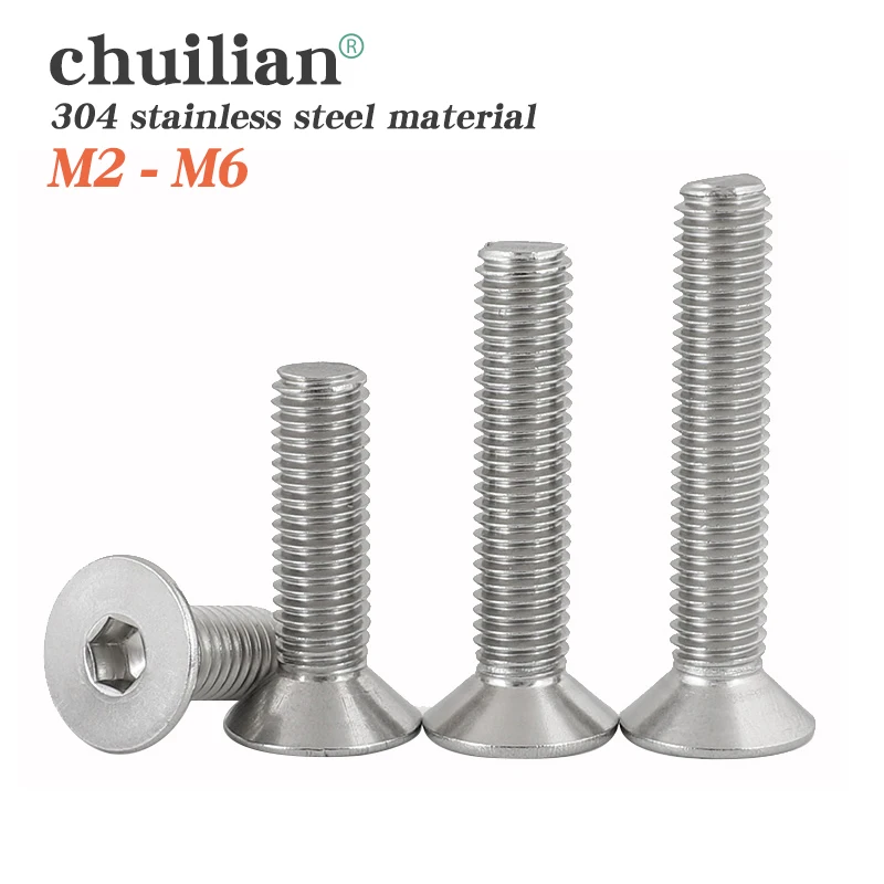 

M2 M2.5 M3 M4 M5 M6 Din7991 304 stainless steel Bolt Hexagon Hex Socket Flat Head Countersunk Screw Furniture screws