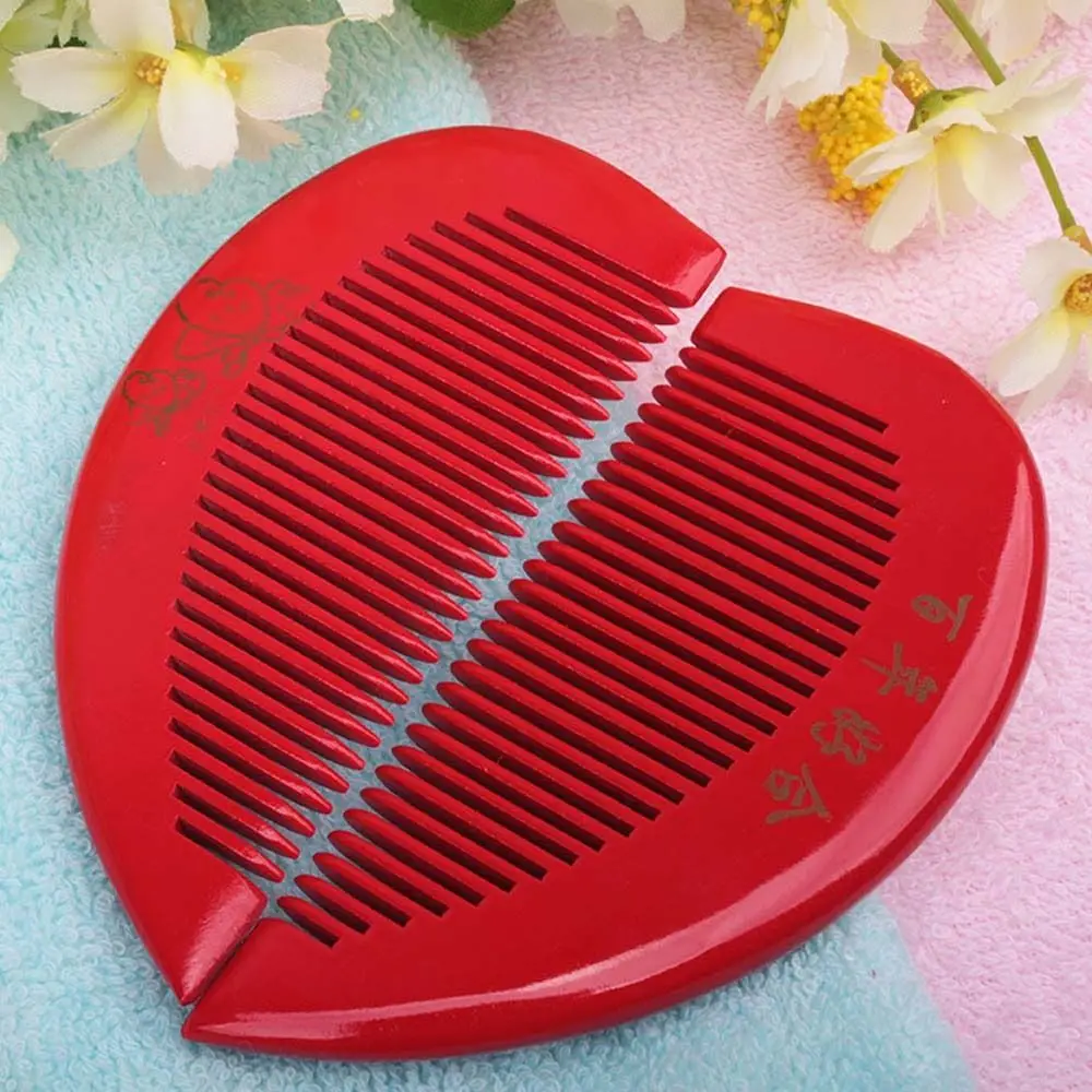

Chinese Style Wedding Festive Heart Shaped Wedding Comb Couples Comb Wooden Comb Handle Hair Brush Hair Accessories