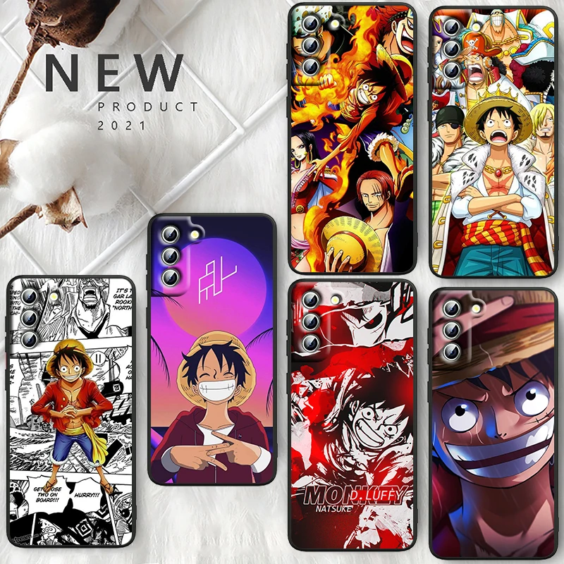 

One Piece Luffy Animation For Samsung Galaxy S22 S21 S20 FE Ultra Pro Lite S10 5G S10E S9 S8 Plus S7 Edge Black Phone Case