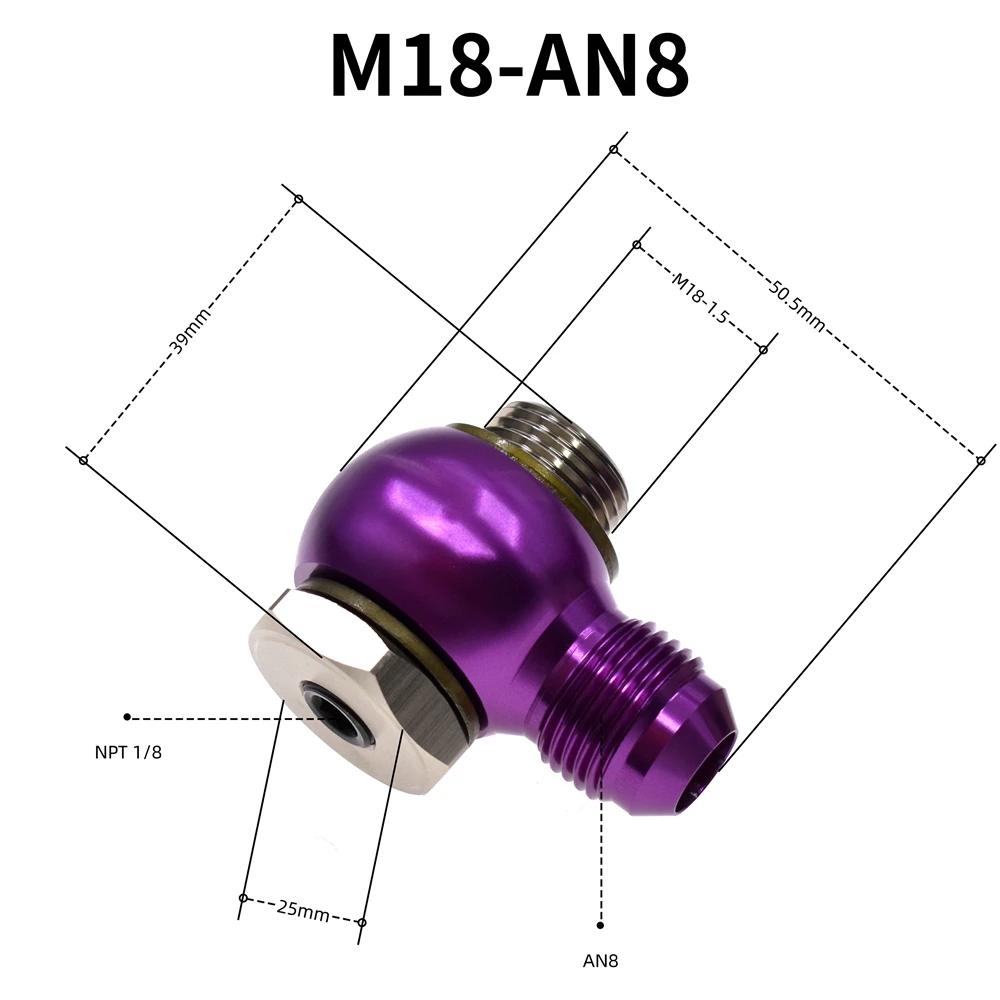 

SK CUSTOM Адаптер банджо из алюминиевого сплава, фитинг, штекер AN10 AN8, шариковый адаптер M221.5 M18 360 ° Поворотний поворотний фітинг для масляного шланга