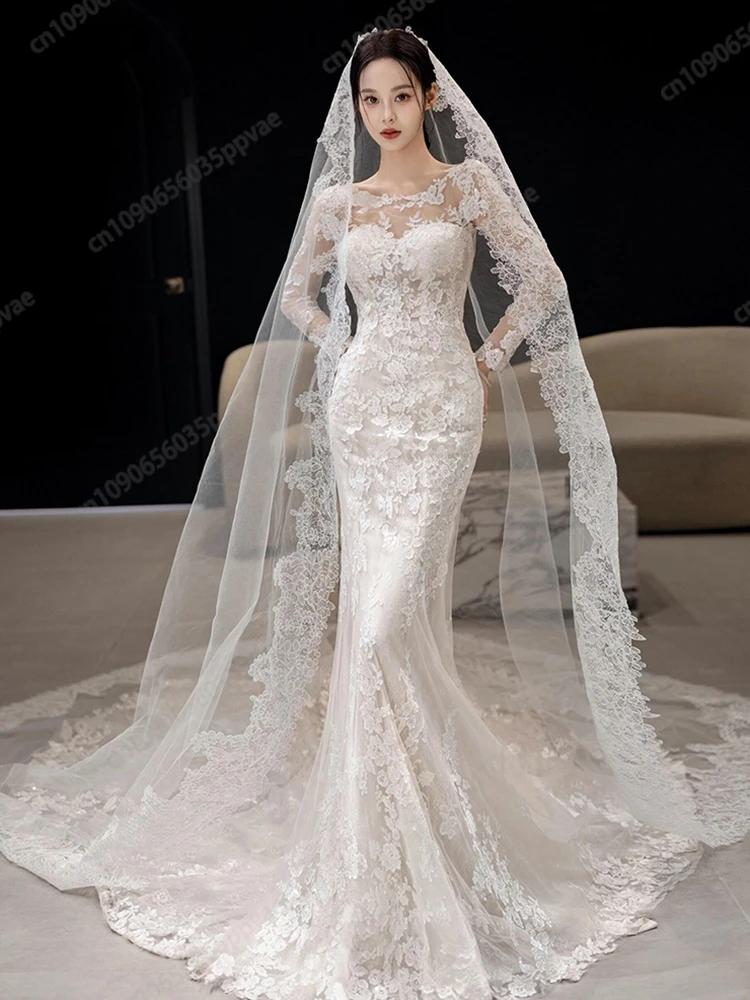 OXSEY 2024 элегантное свадебное платье свадебные платья с вышивкой высоким воротом и