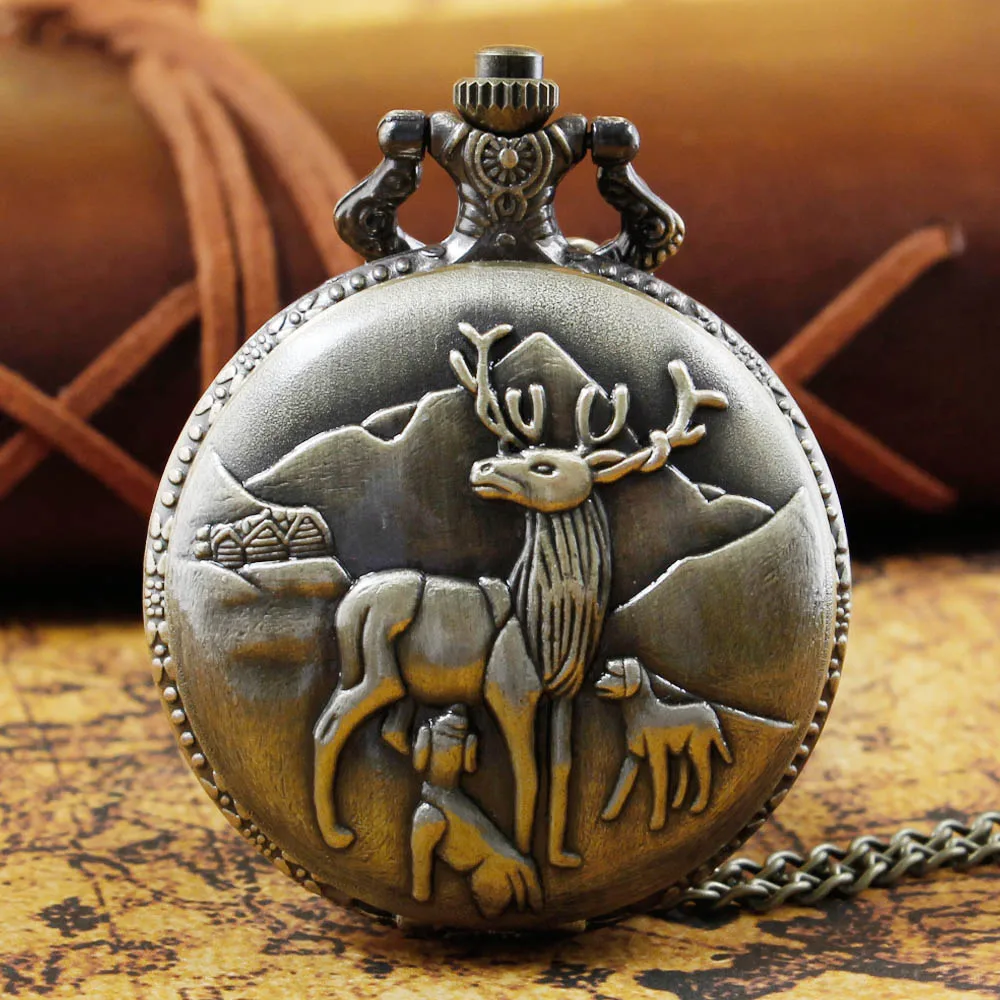 Дизайнерские карманные часы Elk коллекция бронзовые винтажные кварцевые карманные часы-брелок ожерелье с цепочкой подарки на день рождения для семьи