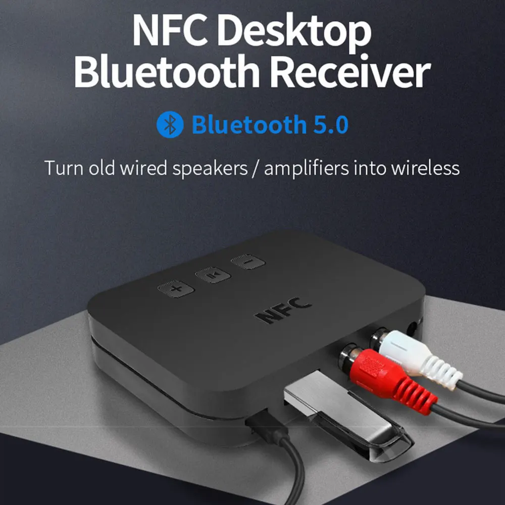 

Nfc U Disk Rca Audio Receiver 3.5mm Aux Black Speaker 5.0 Usb Stereo Music Adapter New Wireless Amplifier With Mic 5v
