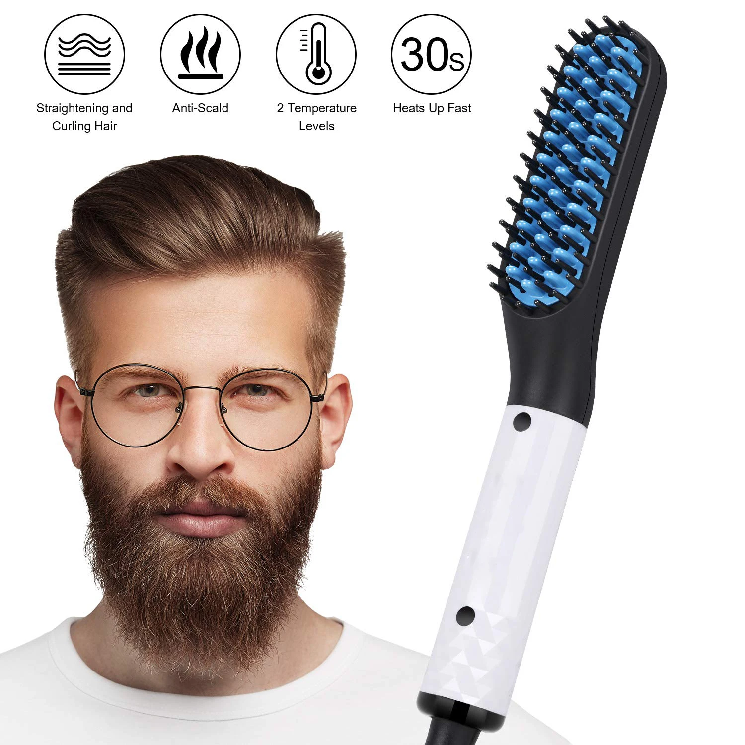 Escova de Alisador de Cabelo Alisamento de Cabelo Cuidados com o Cabelo Multifuncional Escova Aquecida Cerâmica Anti-escalda Pente Quente Aquecimento Rápido