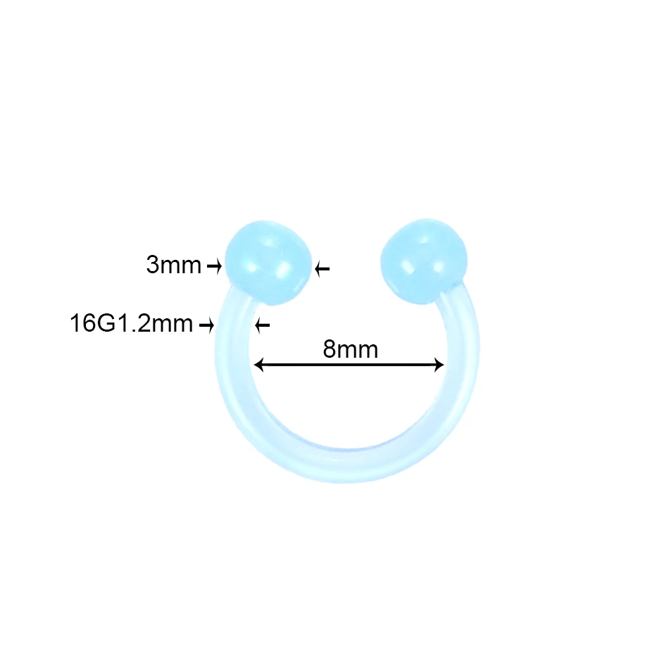Светящиеся Акриловые подковы для пирсинга перегородки носа губ хряща уха