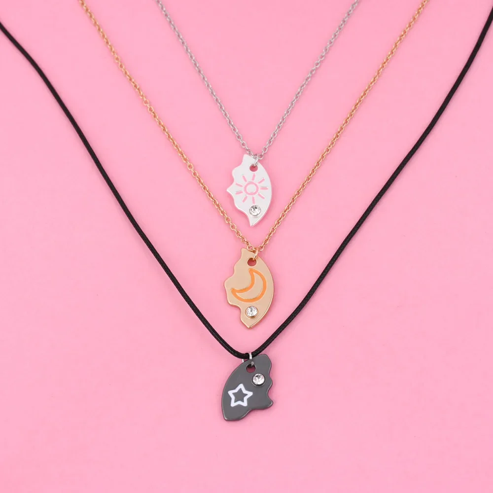 Elviragirl 3 шт./набор Солнце Луна Звезда Кулон ожерелье для девочек Дети дружба BFF