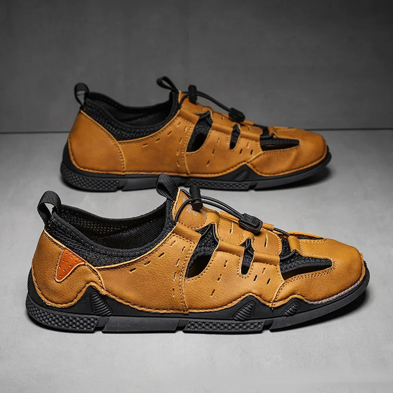 

2022 Genuine Leather Men Shoes Summer New Large Size Men's Sandals Men Sandals Fashion Sandals Slippers Big Size 38-46