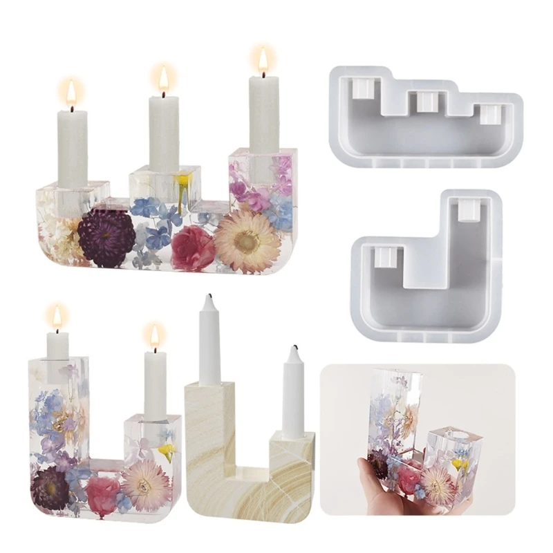 

Geometry Candlestick Silicone Molds DIY Crafts Plaster Mold Table Ornament Mould Tealight Candle Holder Resin Mold