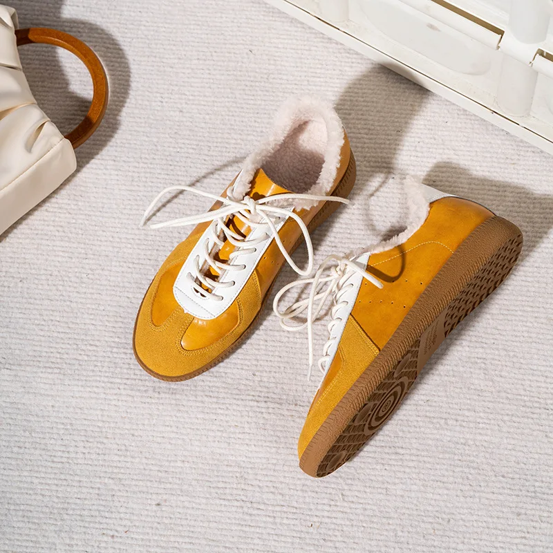 2024 зимние немецкие тренировочные женские повседневные теплые туфли из овчины на