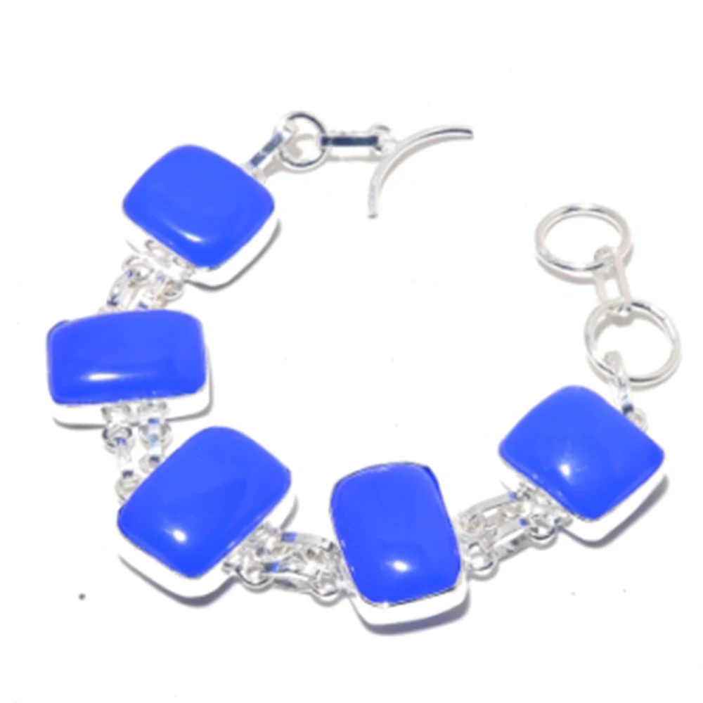 

Chalcedony Bracelet Silver Overlay over Copper, 19cm , B3891